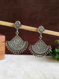 Oxidised Square Motif Silver Plated Dangler Earrings | Sarichka