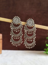 Multilayered Afghani Tribal Silver Plated Oxidised Earrings | Sarichka