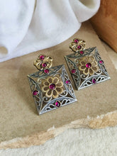 Dual Tone Oxidised Statement Stud Earrings | Sarichka