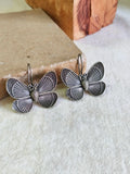 Oxidised Butterfly Brass Hook Earrings for Elegant Charm | Sarichka