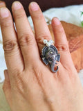 Antique Oxidised Lord Ganesh Adjustable Ring | Sarichka