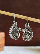 Intricate Silver oxidized Peacock Earrings Sarichka