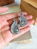 Intricate Silver oxidized Peacock Earrings Sarichka