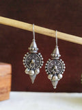 Navratri Oxidised Silver Hook Earrings | Sarichka