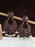 Oxidized Pearl drops Chand bali Dangler Earring | Sarichka