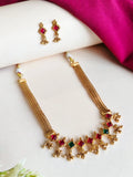 Gold-Plated Red Green Stone Necklace Set | Sarichka