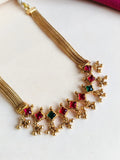 Gold-Plated Red Green Stone Necklace Set | Sarichka