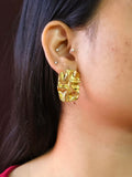 Retro Hammered Gold-Plated Modern Studs | Sarichka