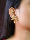 Golden Blooming Floral Statement Stud Earrings | Sarichka