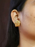 Textured Golden Floral Statement Studs | Sarichka