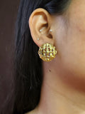 Basket Dome Textured Golden Stud Earrings | Sarichka