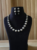 Oxidised Silver Beaded Ball Necklace Set | Sarichka