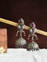 Antique Oxidized Floral Dome Jhumka Earring | Sarichka
