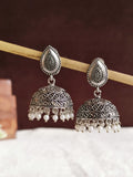 Lightweight Silver Oxidised Jhumki | Sarichka