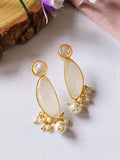 Pink Monalisa Stone Pearl Drop Studs | Sarichka