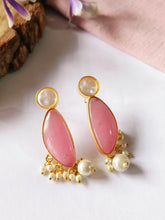 Pink Monalisa Stone Pearl Drop Studs | Sarichka