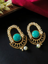 Golden Monalisa Stone Contemporary Earrings | Sarichka