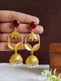 Golden Leaf Pearl Drop Jhumka Earring | Sarichka