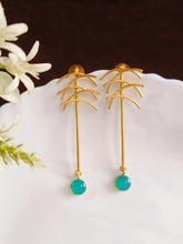 Gold-Plated Aqua Blue Matte Stone Earrings | Sarichka