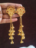 Traditional Red-Stone Kashmiri Ghungroo Earrings | Sarichka
