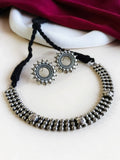 Oxidised Silver Sparkle Choker Set with Studs | Sarichka Fashion