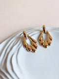Layered Teardrop Anti-Tarnish Gold Drop Earrings | Sarichka