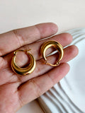 Anti-Tarnish Gold Contemporary Hoop Earrings | Sarichka