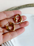 Gold Plated Contemporary Heart Hoop Earrings | Sarichka