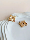 Gold Plated Textured Geometric Stud Earrings | Sarichka
