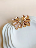 Golden Anti Tarnish Petal Stud Earrings | Sarichka