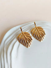 Gold Plated Leaf Shaped Stud Earrings | Sarichka