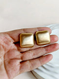 Matte Gold Square Statement Stud Earrings | Sarichka