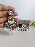 Gold Finish Kundan Polki Dangler Earrings | Sarichka