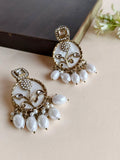 Kundan Pearl Chandelier Golden Dangler Earrings | Sarichka