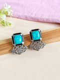 Oxidized Silver Plated Turquoise Stone Studs | Sarichka