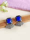 Oxidized Silver Plated Turquoise Stone Studs | Sarichka