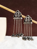 Oxidised Silver Long Gemstone Dangler Earrings | Sarichka