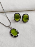 Green Onyx Oxidized chain Pendant Set | Sarichka