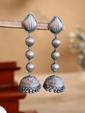 Elegant Lightweight Silver-Plated Jhumka Earrings with Trendy Design | Sarichka