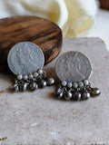 Oxidised Coin Stud Earrings for Daily Wear | Sarichka