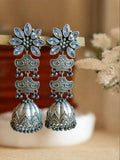 Elegant Silver Look-Alike Jhumka Earrings | Sarichka
