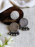 ✨ Antique Silver Coin Stud & Ring Set | Sarichka Fashion
