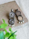 Vintage Charm Oxidised Button Danglers | Sarichka Fashion