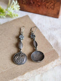 Silver Polished Oxidized Boho Hook Earrings | Sarichka