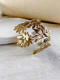 Golden Floral Adjustable Bangle Bracelet | Sarichka