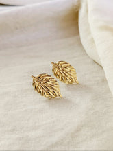 Golden Leaf Statement Stud Earrings | Sarichka