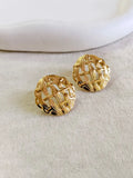 Basket Dome Textured Golden Stud Earrings | Sarichka