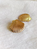 Golden Anti-Tarnish Beach Shell Ear Stud | Sarichka