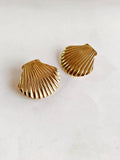 Golden Anti-Tarnish Beach Shell Ear Stud | Sarichka