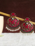 Meenakari Peacock Oxidized Chandbali Earring | Sarichka